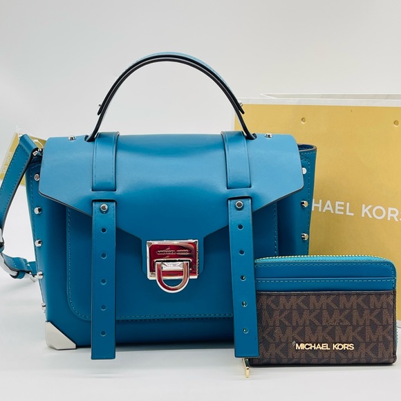 Michael Kors Medium TH Manhattan School Satchel Bag & Card Case Wallet - Picture 1 of 11